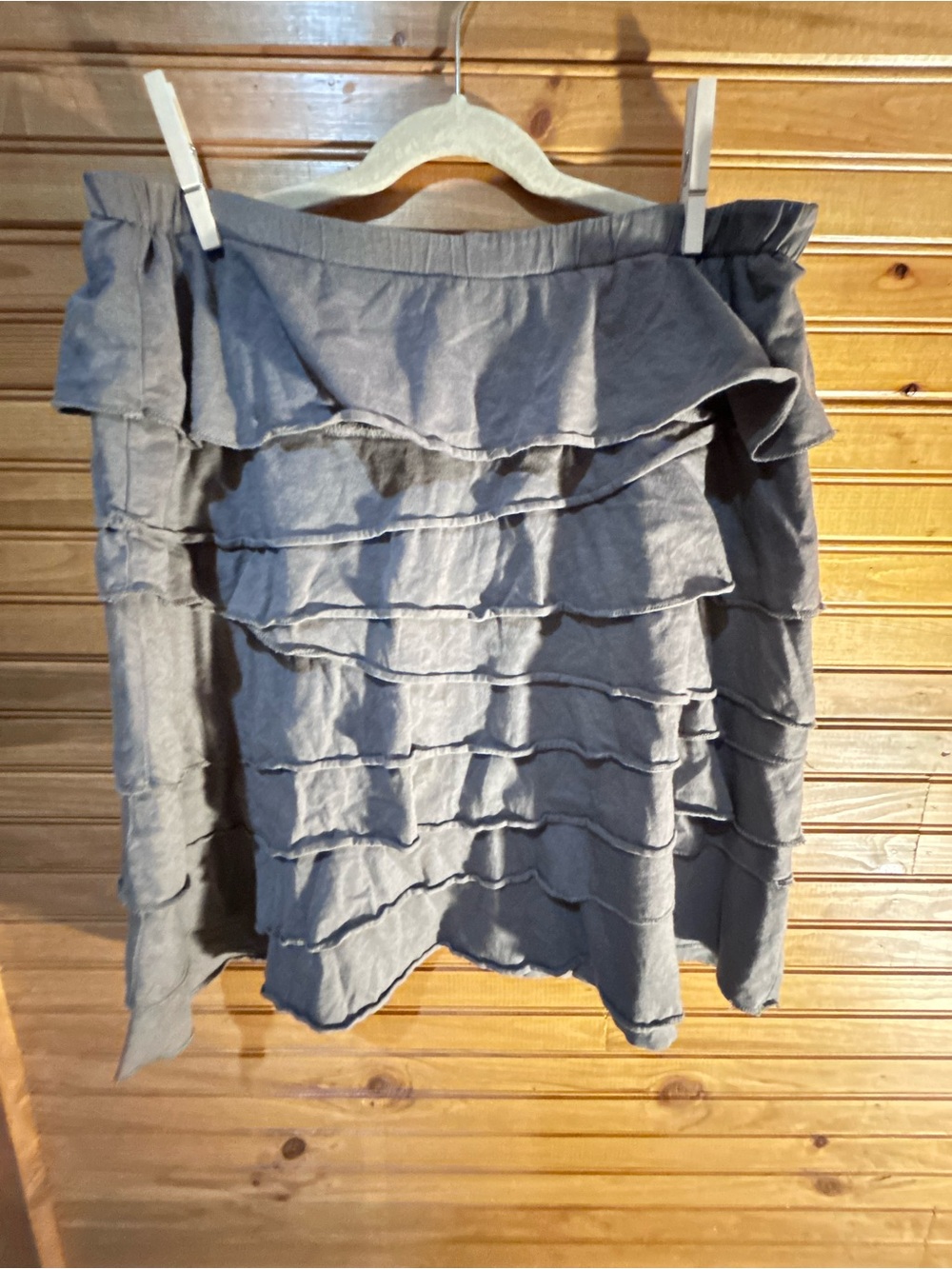 Garnet Hill Gray Layered Ruffle Skirt